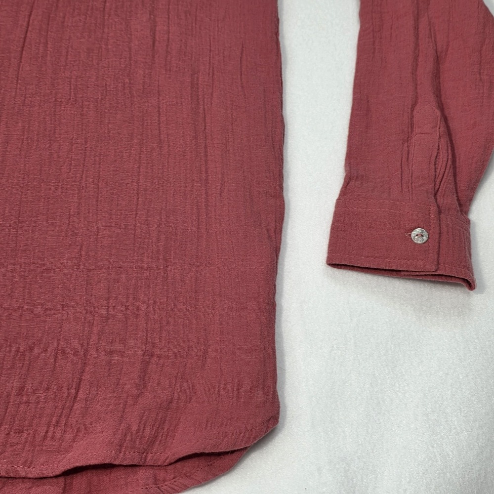 Jessica Simpson Women's Collared Relaxed Loose Fit Shirt, Coral Red, Size S - Picture 6 of 9